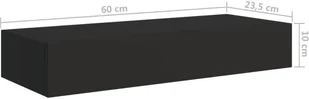 VidaXL Lumarko Półki ścienne z szufladą, 2 szt., czarne, 60x23,5x10 cm, MDF 330258 VidaXL - Półki do salonu - miniaturka - grafika 10