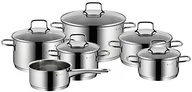 Zestawy garnków i patelni - WMF zestaw garnków 6-częściowy Astoria krawędź do wylewania szklana pokrywa ze stali szlachetnej Cromargan polerowana do kuchenek indukcyjnych można myć w zmywarce nr 780166040 780166040 - miniaturka - grafika 1