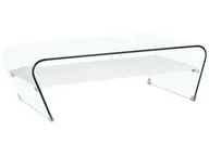 Ławy i stoliki kawowe - Unique Vente Ława KELLY hartowane szkło półka pod blatem lakierowana w kolorze białym - miniaturka - grafika 1