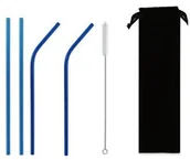 Słomki do napojów - Whiskey Rocks Słomki metalowe zestaw 4 szt 215x6 mm niebieskie 5907443621180 - miniaturka - grafika 1