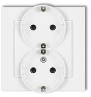 Gniazdka elektryczne - Karlik Gniazdo podwójne Mini MGP-2s z uziemieniem SCHUKO 2x2P+Z bez przesłon torów prądowych biały - miniaturka - grafika 1
