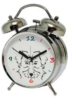 Zegary - Atrix Super cichy budzik metalowy z dzwonkami #pies ATB045F - miniaturka - grafika 1