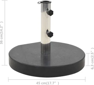 vidaXL Okrągła podstawa pod parasol, granitowa, 30 kg, czarna - Pozostałe meble ogrodowe - miniaturka - grafika 13