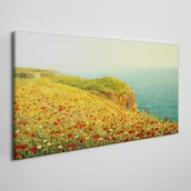 Obrazy i zdjęcia - PL Coloray Obraz na Płótnie kwiaty wybrzeże klif morze 140x70cm - miniaturka - grafika 1