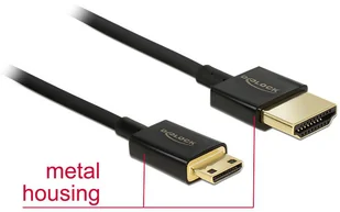 Delock Kabel High Speed HDMI z Ethernet HDMI-A HDMI Mini-C 3D 4K slim 2m 84778 - Kable - miniaturka - grafika 2
