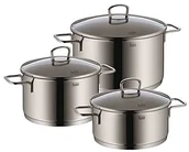 Zestawy garnków i patelni - Silit Alicante zestaw garnków, ze szklaną pokrywką, garnek do gotowania, polerowana stal nierdzewna, nadaje się do płyt indukcyjnych, nadaje się do mycia w zmywarce, 3 elementy - miniaturka - grafika 1