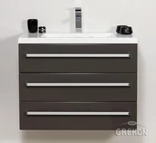 Szafki łazienkowe - Szafka wisząca z umywalką kolor szary 80/39/3 seria Fokus Sz FKS-S-U80/39/3 + 800 - miniaturka - grafika 1