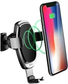 Uchwyty samochodowe do telefonów - ROCK Gravity QI - Uchwyt samochodowy na kartkę z ładowarką QI - indukcyjną RCK055GRY - miniaturka - grafika 1
