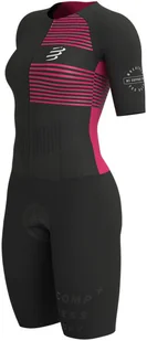 CompresSport Strój triathlonowy damski AERO SS TRISUIT czarno-różowy - Bielizna sportowa męska - miniaturka - grafika 8