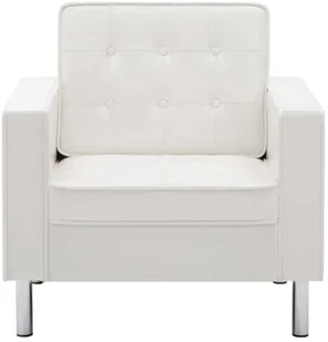 vidaXL Fotel tapicerowany sztuczną skórą, 75 x 70 x 75 cm, biały - Fotele - miniaturka - grafika 3