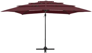 vidaXL 4-poziomowy parasol na aluminiowym słupku, bordowy, 250x250 cm 313824 - Parasole ogrodowe - miniaturka - grafika 4