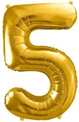 Balony i akcesoria - PartyDeco Balon foliowy cyfra 5, 34", złota FB1M-5-019 - miniaturka - grafika 1