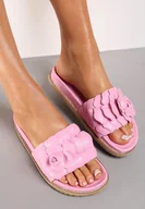 Klapki i japonki damskie - Różowe Klapki Andris - miniaturka - grafika 1