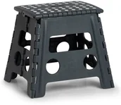Drabiny - Zeller Stołek antypoślizgowy składany 37 x 30 x 32 cm ciemnoszary 13035 - miniaturka - grafika 1