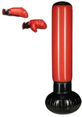 Worki treningowe - Relaxdays Stand Box śpiworek Anti-frustracją, urządzenie wolnostojące torby & łapy bokserskie do nadmuchiwania, boxstand  dla dzieci, 160 cm wysokości, czarny/czerwony 10022326 - miniaturka - grafika 1