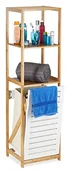 Półki łazienkowe - Relaxdays Regał łazienkowy  kosz na pranie, regał łazienkowy bambus, regał stojący z wąskim, 3 kieszenie, wys. x szer. x gł.: 130 x 37 x 33 cm, naturalny 10022210 - miniaturka - grafika 1