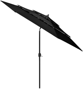 vidaXL 3-poziomowy parasol na aluminiowym słupku, czarny, 3 m 313874 - Parasole ogrodowe - miniaturka - grafika 3