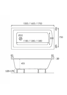 SCHEDPOL SCHEDLINE COLLECTION SCHEDPOL SCHEDLINE COLLECTION Wanna tradycyjna PRAIA 150x75x40,5 cm z systemem STANDARD PLUS do zabudowy 3WST.P1P-15075 3WST.P1P-15075 - Wanny - miniaturka - grafika 12