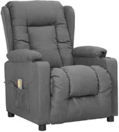 Fotele - shumee Rozkładany fotel masujący jasnoszary obity tkaniną - miniaturka - grafika 1