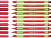 Cienkopisy - Schneider Line-Up Fineliner (trójkątny cienkopis, grubość kreski 0,4 mm, obudowa z biobazowanego tworzywa sztucznego) romantyczna czerwień, 10 sztuk 191002 - miniaturka - grafika 1