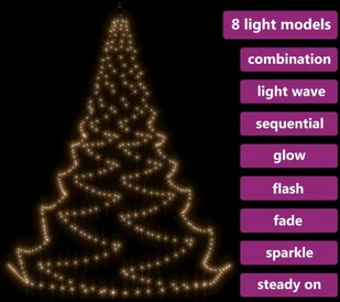 vidaXL Choinka ścienna z hakiem, 720 punktów LED, ciepła biel, 5 m! 328644 - Lampy ogrodowe - miniaturka - grafika 4
