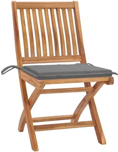 vidaXL Składane krzesła ogrodowe z poduszkami, 4 szt., drewno tekowe! 3072808 - Fotele i krzesła ogrodowe - miniaturka - grafika 2