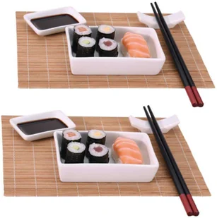 EH Excellent Houseware Zestaw do serwowania sushi dla 2 osób z bambusową matą 210000660 - Inne naczynia kuchenne - miniaturka - grafika 2