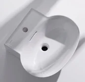 Umywalki - Laufen The New Classic Umywalka wisząca mała bez otworu na baterię 50x45 cm z przelewem i szkliwieniem LCC biała H8168524001091 - miniaturka - grafika 1