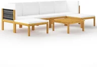 Meble ogrodowe - shumee shumee 7 cz zestaw wypoczynkowy do ogrodu kremowe poduszki akacja - miniaturka - grafika 1