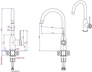 QUADRON Bateria zlewozmywakowa stalowa INGRID Q LINE kolor stal szczotkowana - Baterie kuchenne - miniaturka - grafika 3