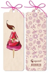 Zakładka drewniana Kobieta z kwiatami - Zakładki do książek - miniaturka - grafika 2