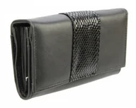 Portfele - PolskaGalanteria.pl Portfel Damski PolskaGalanteria Z Wstawką Długi Suwak Skóra Naturalna CZARNY D14-WST - miniaturka - grafika 1