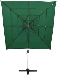 vidaXL 4-poziomowy parasol na aluminiowym słupku, zielony, 250x250 cm 313821 - Parasole ogrodowe - miniaturka - grafika 4