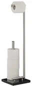 Akcesoria do wc - Relaxdays Uchwyt na papier toaletowy  Pierre WC, uchwyt na papier toaletowy, papier toaletowy Wolnostojący uchwyty, marmur, wys. x szer. x gł.: ok. 74 x 20 x 20 cm WC B, stal, czarna, 20 x 20 x 74 cm 10021265 - miniaturka - grafika 1