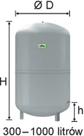 Akcesoria grzewcze - Reflex Ciśnieniowe naczynie przeponowe do układów grzewczych i chłodniczych typu N-300 6 BAR HBX254 - miniaturka - grafika 1
