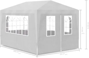 vidaXL Namiot imprezowy, 3 x 4 m, biały - Pawilony ogrodowe - miniaturka - grafika 7