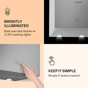 Klarstein Monumenta 40 Inox CGCH3-Monumenta-BK - Okapy kuchenne - miniaturka - grafika 5