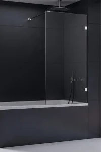 New Trendy Eventa Parawan nawannowy 80x150 cm ze wspornikiem prostopadłym profile chrom szkło przezroczyste Active Shield EXK-0254-WP - Parawany nawannowe - miniaturka - grafika 2