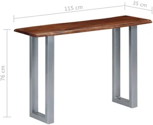 vidaXL Stolik typu konsola, 115x35x76 cm, drewno akacjowe i żelazo - Konsole i sekretarzyki - miniaturka - grafika 7