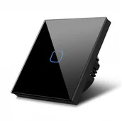 Wyłączniki światła i elektryczne - Maclean Dotykowy włącznik światła Maclean  pojedynczy, szklany, czarny z kwadratowym podświetleniem przycisku , wymiary 86x86mm  MCE701B CEN-65280 - miniaturka - grafika 1