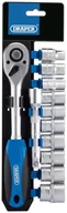 Śrubokręty - DRAPER Tools Zestaw nasadek metrycznych z grzechotką 1/2 - miniaturka - grafika 1