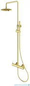 Baterie wannowe i prysznicowe - Kohlman Axel Gold zestaw prysznicowy natynkowy z bateria termostatyczną złoty połysk QW273AGD | - miniaturka - grafika 1
