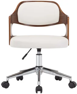 vidaXL Obrotowe krzesło stołowe, białe, gięte drewno i sztuczna skóra - Krzesła - miniaturka - grafika 3