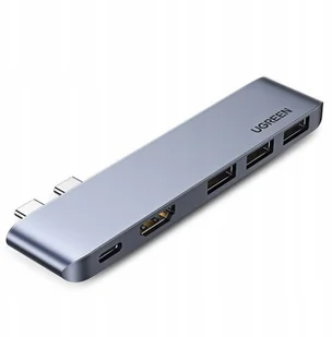 Ugreen Ugreen wielofunkcyjny HUB 2x USB Typ C na USB Typ C PD (Thunderbolt 3, 100W, 4K@60 Hz, 10 Gbps) / HDMI 4K@30 Hz / 3x USB 3.0 do MacBook Pro / Air szary (60559) 60559 - Huby USB - miniaturka - grafika 4