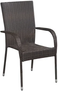 vidaXL Sztaplowane krzesła ogrodowe, 6 szt., polirattan, brązowe - Fotele i krzesła ogrodowe - miniaturka - grafika 2