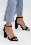 Sandały damskie - Renee Czarne Zamszowe Sandały Bargaining - miniaturka - grafika 1