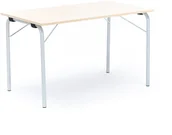 Meble do szkół i przedszkoli - AJ Produkty Stół składany NICKE, 1200x700x720 mm, laminat brzoza, srebrny - miniaturka - grafika 1