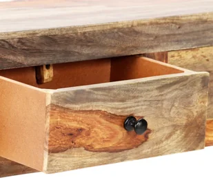 vidaXL Ścienny stolik konsolowy, 100x25x20 cm, lite drewno sheesham - Ławy i stoliki kawowe - miniaturka - grafika 7