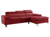Narożniki - Vente-Unique Sofa narożna ze skóry MISHIMA - Czerwony - Narożnik prawostronny - miniaturka - grafika 1