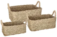Kosze wiklinowe - Atmosphera Zestaw trzech prostokątnych koszy dekoracyjnych z uchwytami wykonanych z wikliny B07GS983D5 - miniaturka - grafika 1